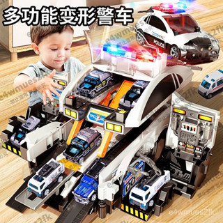 新款兒童收納場景消防警車變形彈射軌道停車場聲光益智模型玩具車 YJE0