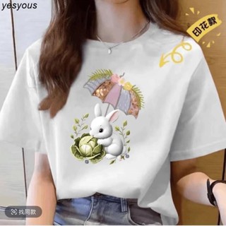 【0508店長推薦】新品韓版夏休閒寬鬆大尺碼圓領短袖印花T恤女白色女裝上衣上衣短袖短袖短袖上衣 顯瘦上衣正韓 t恤 女