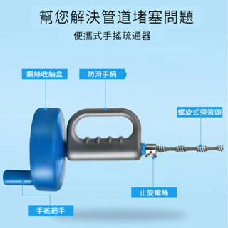 【現貨秒發】馬桶疏通手搖彈簧管道疏通器通下水管道疏通器家用厠所地漏工具