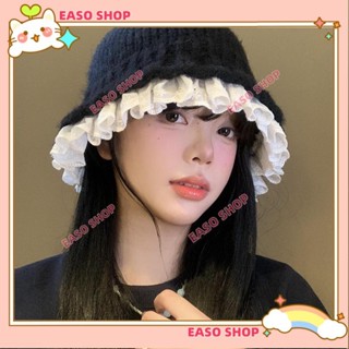 💕壹灣出貨+發票💕蕾絲針織帽 毛帽蕾絲花邊 顯臉小毛線帽 保暖毛帽 護耳毛帽 針織毛線帽 蕾絲花邊帽子 氣質款毛帽k