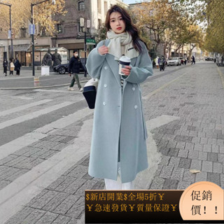 雙面絨呢子大衣女2024年秋冬新款韓版寬鬆中長款赫本毛呢外套 臺灣賣家 臺灣發貨