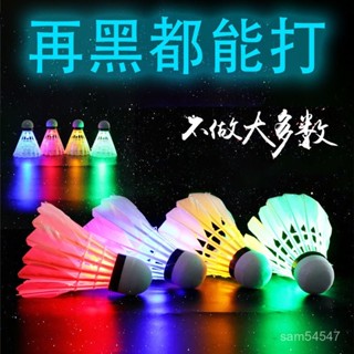 臺灣出貨 夜光羽毛球耐打LED防風晚上塑膠戶外訓練尼龍高彈力夜間髮光S514