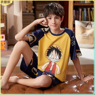 新店特惠✨兒童睡衣男童春秋短袖皮卡丘卡通夏季款男孩中大童家居服內衣套裝睡衣內衣兒童睡衣短褲短袖家居服卡通睡衣套裝