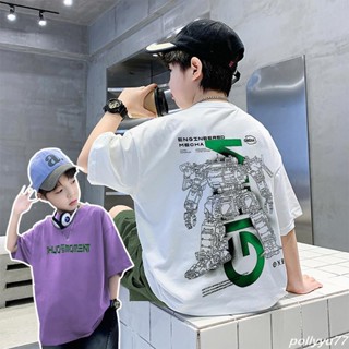 男童夏裝 大童短袖 兒童上衣 五分短袖 夏天衣服 純棉T恤 中大童打底衫 2025夏季新款 男孩休閒圓領上衣H3
