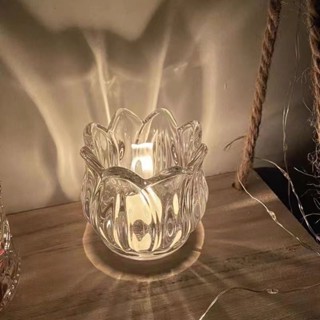 🔥臺灣爆火🔥ins鬱金香玻璃燭臺花朵蠟燭家居擺件裝飾咖啡館攝影道具玻璃器皿 IPNR