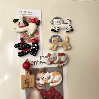 ✨冰箱貼ins韓國蘋果貓冰箱貼磁貼臘腸狗個性創意寵物洞洞闆書櫃磁吸裝飾磁貼 個性裝飾 3D立體 冰箱貼 吸鐵石 冰箱磁鐵