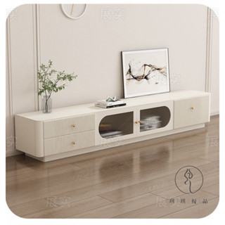 【琪琪優品專營店】圓角安全電視櫃現代輕奢儲物櫃茶幾組閤奶油風小戶型家用實木櫃客廳落地櫃