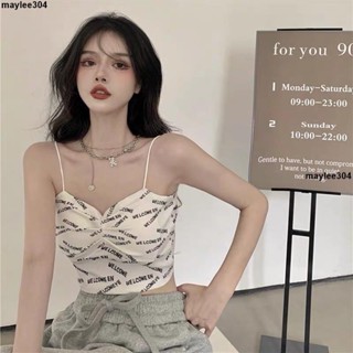 大促銷五 女上衣 吊帶 背心 打底衫吊帶背心女內搭夏季網紅帶胸墊美背內衣性感字母外穿短款運動上衣
