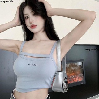 大促銷五 女上衣 吊帶 背心 打底衫高階字母背心女夏季吊帶設計感別致上衣新款無袖辣妹帶胸墊