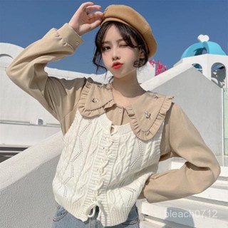 🌸限時特惠🌸2025春秋新款百搭開衫馬甲甜美寬鬆刺繡娃娃領長袖小眾上衣女小貴品質高