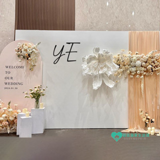 韓係訂婚裝飾佈置女方高階小眾香檳係kt闆婚禮背景墻場景擺件全套【智選居家】