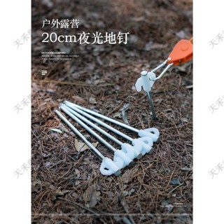 限時下殺 （5個裝 10個裝）戶外露營野營夜光地釘20cm帳篷地釘熒光鋼釘露營配件加粗防風地丁地釘營釘
