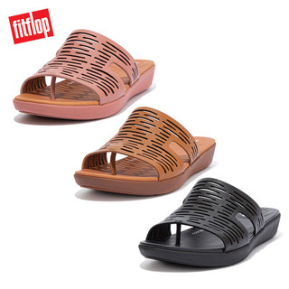 【FitFlop】H-BAR LASER-CUT LEATHER SLIDES簍空雕刻H型涼鞋−女(多色)