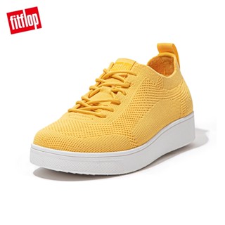 【FitFlop】RALLY TONAL KNIT SNEAKERS 運動風繫帶休閒鞋-女(陽光黃)