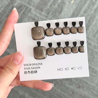 [新款上市]夏日客製爆款輕奢富貴低調黑金短款 高階純手工穿戴腳指美甲貼片 穿戴甲 美甲 手工穿戴甲 假指甲 指甲片