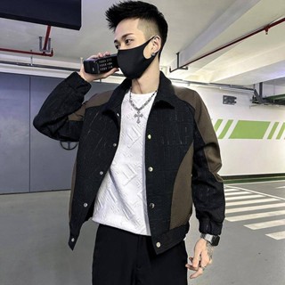 【XIU】☻外套男 春秋季潮牌拼接外套男韓版潮流上衣服2024高階感夾克炸街網紅痞帥