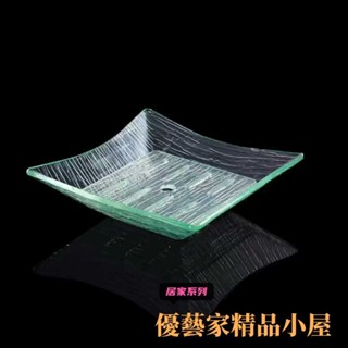 刺身盤 海鮮盤 水果盤 盤子 亞克力刺身盤盆三文魚壽司專用乾冰盤透明水果盤正方形深盤非玻璃