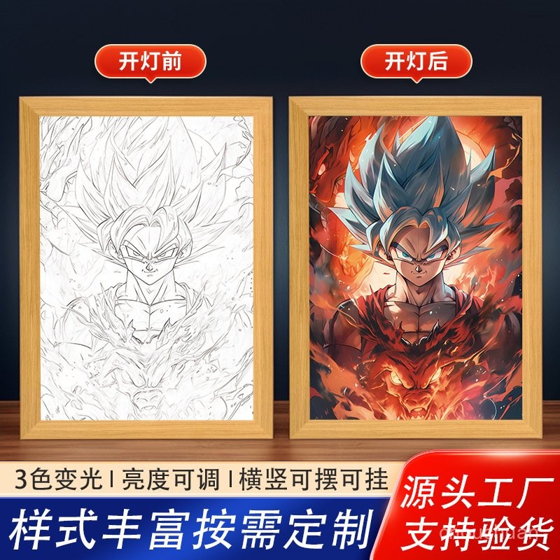 七龍珠 卡卡羅特燈光畵送 男友創意禮物床頭小夜燈 悟空 書桌擺臺 NVXD