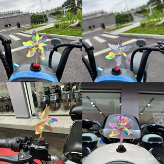 【小紅書推薦】風吹可轉電動電瓶車裝飾品旋轉風車摩託車自行車創意可愛車載擺件 送贈品