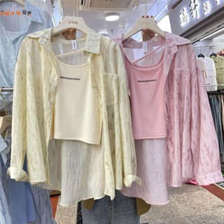 女雪紡衫 雪紡衫女 女襯衫 女生襯衫 韓系寬松超火印花顯瘦百搭襯衣春夏季設計感小眾洋氣防曬長袖上衣