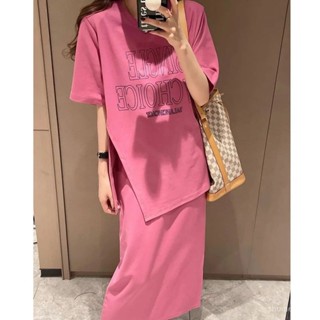 限時特惠🎉夏季新款韓版時尚兩件套裝女減齡半身裙子寬鬆上衣顯瘦休閒連衣裙 HQ8N