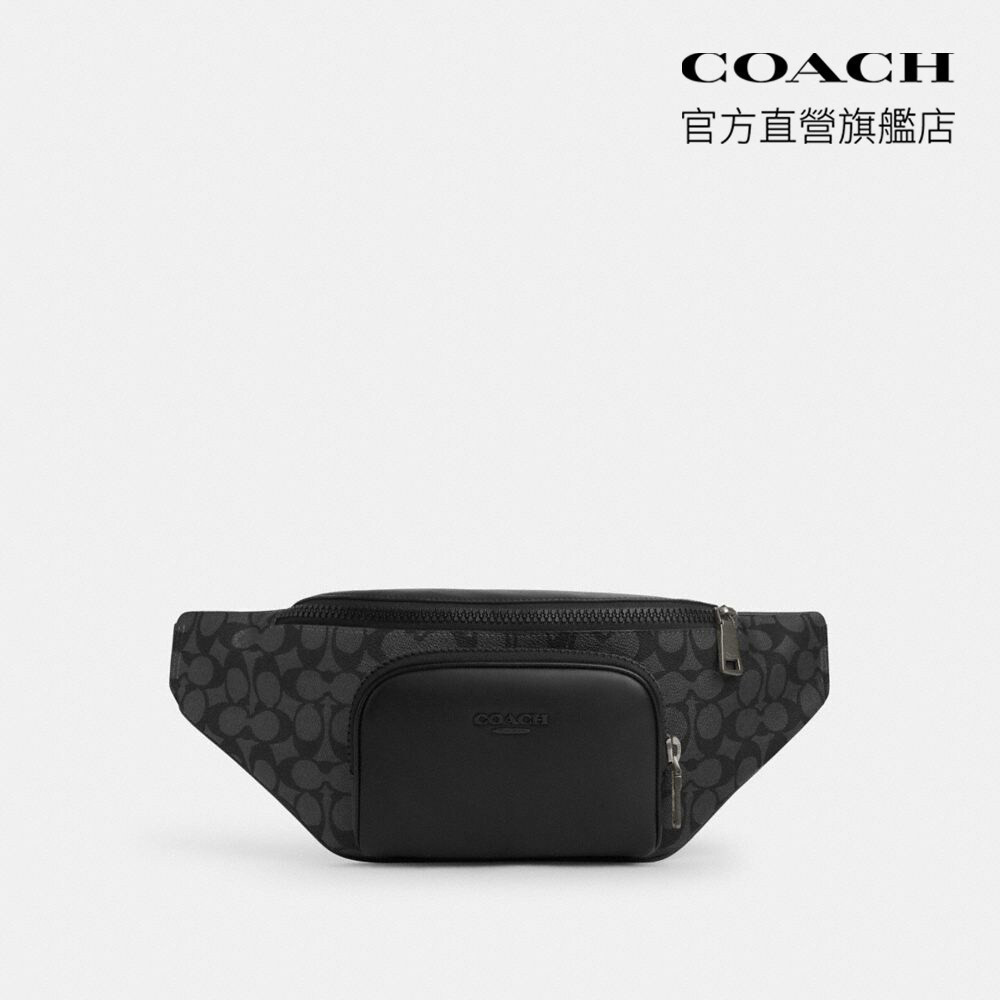 【COACH】RACER 經典Logo腰包-QB/炭黑色/黑色(CT714)｜官方直營
