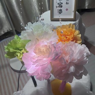 🎉蓮花燈🎉新款髮光古風手提牡丹花花燈蓮花燈籠成品漢服拍照道具夜市擺攤LED模擬蠟燭 長明燈 電子佛燈