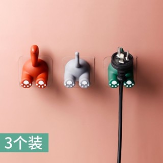【桃園出貨】創意墻上掛鈎粘鈎卡通可愛鑰匙掛架門口收納勾動物掛扣墻上插頭
