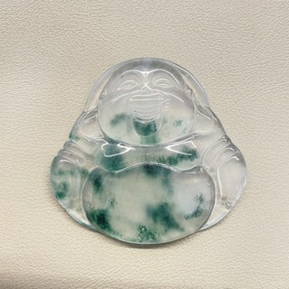 📿玉墜掛件📿廠家批髮 精品笑佛玻璃種藍花大佛公吊墜翡翠色玉佛吊墜男女款本命佛項鍊 翡翠 玉石 玉佩