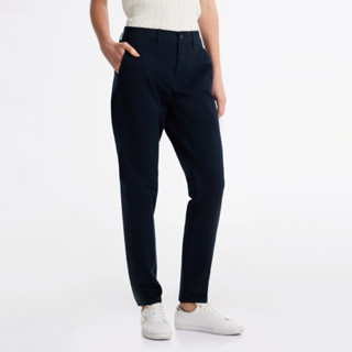 【Tommy Hilfiger】TH Flex 修身棉質斜紋長褲 藍色