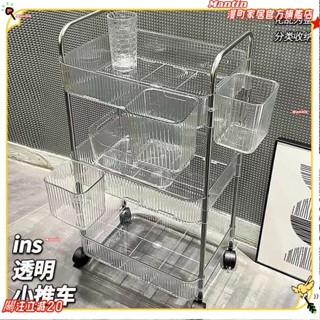 ☀臺灣出貨+免運☀不鏽鋼+亞克力置物手推車 置物籃推車 工具車 美容車 廚房推車 收納推車 廚房收納架 層架推車 分層收