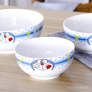 【創意卡通泡麵碗】泡麵碗 瓷碗碗 卡通碗 湯碗 可愛叮噹貓KT貓哆啦a夢陶瓷湯碗 泡麵碗筷套裝 卡通日式學生宿捨泡