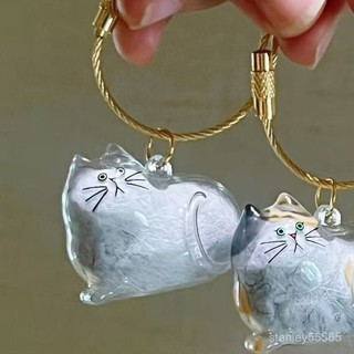 💖精美紀念寵物鑰匙圈💖✨透明貓毛收納盒吊飾扭蛋貓咪毛髮存放膠囊扭蛋包鑰匙扣掛件紀念 TNVZ