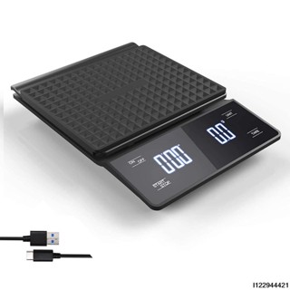 桃園發貨★單件免郵 可充電咖啡秤 LCD 顯示廚房秤電子秤帶定時器 3kg/0.1g 高精度倒滴濃縮咖
