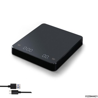 桃園發貨★可充電咖啡秤自動定時器 LED 顯示廚房秤電子秤帶定時器 3kg/0.1g 高精度倒滴濃縮咖啡秤