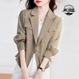 🛒臺灣出貨🛒萬休閒長袖外套女春裝新款韓版西裝上衣百搭夾克寬鬆短款風衣 ck800603