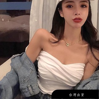 【免運】Comeandbuy-韓版網紅同性感裹胸 夏裝新款性感露肩小可愛合身顯瘦短版素色針織小背心上衣女