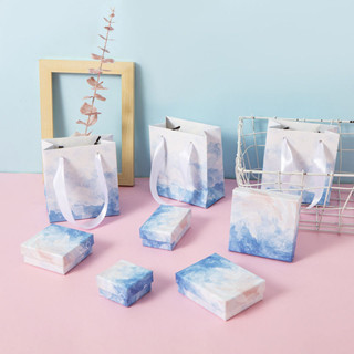 💕【桃園出貨】💕雲朵首飾盒天地蓋禮品盒耳釘戒指手鐲文玩手鏈項鏈飾品包裝紙盒子