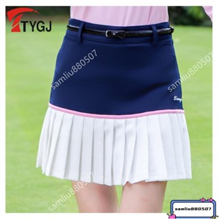 TTYGJ GOLF春夏季高爾夫女短裙 修身運動網球羽球百褶半身防走光裙子 包臀拼色百褶運動短裙 防走光 女生短裙