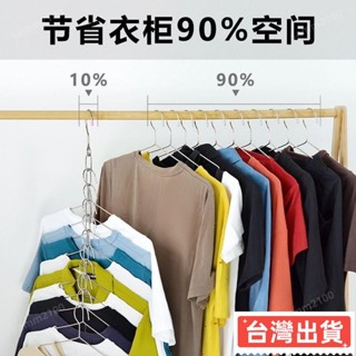✨臺灣熱賣✨不銹鋼收納鏈衣櫃收納延長掛衣晾衣鏈條家用服裝店吊環可折疊衣架