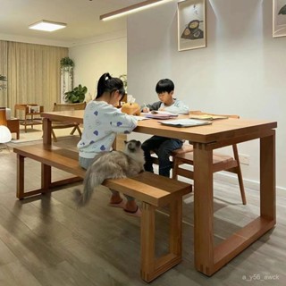 【廠家直銷】莫比恩衕款餐桌原木桌子實木工作臺家用長條書桌白蠟木餐桌椅組閤