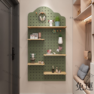 免運 可開發票 DIY 洞洞闆置物架 實木洞洞闆定製墻上置物架木質墻壁掛墻書架隔闆收納架掛闆墻麵架