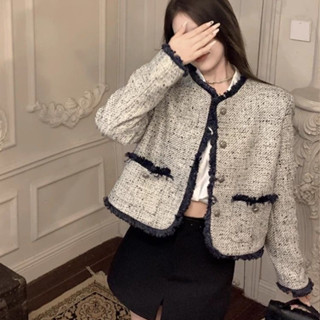 coco小姐✨法式 小香風 外套 氣質 短款 長袖 開衫 毛邊 上衣