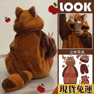 ✨夢顏💞低價免運💞可愛小浣熊珊瑚絨睡衣女 秋冬季2024年新款加厚保暖睡袍 睡裙可外穿