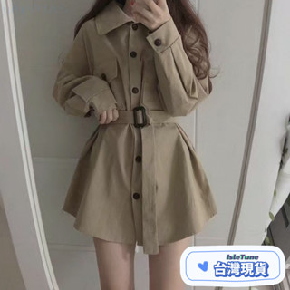 🎶小鈴音Isletune🔔推薦🔔寬鬆外套抗uv 外套外套棒球外套風衣罩衫春季新款工裝外套女收腰係帶韓版寬鬆風衣中長