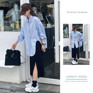 senpo 臺灣女生超愛春季套裝女2025年新款韓係簡約時尚長袖襯衫上衣通懃半身裙兩件套簡約風襯衫