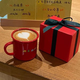 🌺熱銷免運🌺大紅色經典陶瓷咖啡杯創意禮盒裝陶瓷水杯新年款伴手禮個性馬克杯