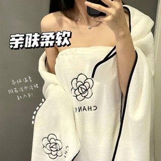 💥臺灣出貨💥新款ins風山茶花浴巾女家用洗澡浴裙三件套可穿可裹大毛巾幹髮帽💥免運💥可開票 SBIS