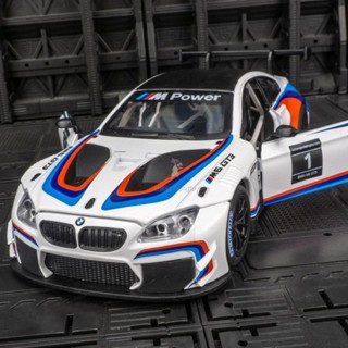 臺灣熱銷 1:24BMW寶馬M6 GT3賽車模擬合金模型兒童金屬聲光汽車擺件