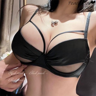 日系美衣👙BLACK「禁慾蜜桃」性感蕾絲拼接超薄內衣女聚攏顯大鏤空文胸套裝蜜桃匣子🍑